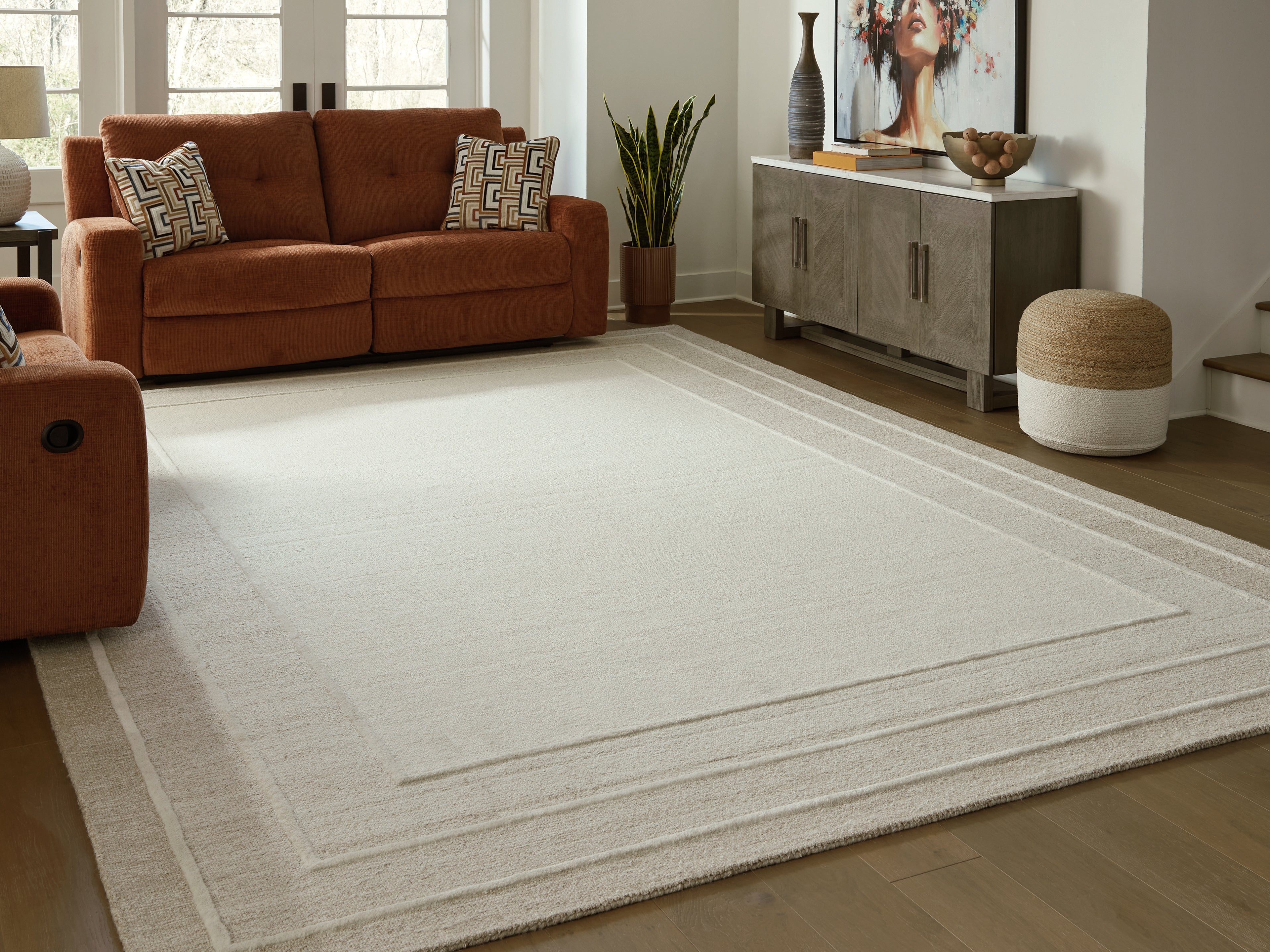Floridian Furniture - Ashley Furniture - Teelgan Rug - Extra Large Rug / Ivory/Tan - R407310
