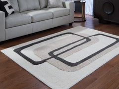 Floridian Furniture - Ashley Furniture - Davismour Rug - 5' x 7' Area Rug / Ivory/Taupe/Charcoal - R407562