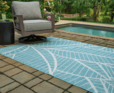 Floridian Furniture - Ashley Furniture - Hulsia Rug - 5' x 7' Rug / Ivory/Aqua - R900122