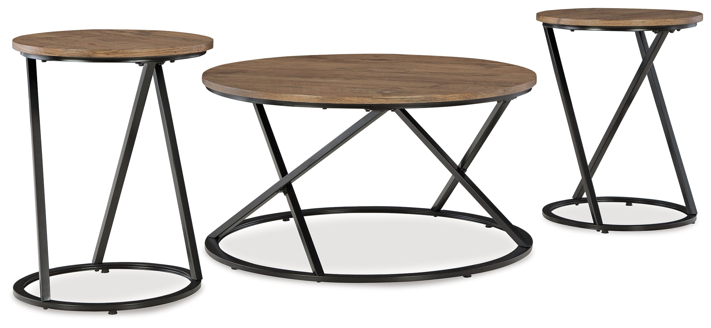 Floridian Furniture - Ashley Furniture - Cassbryn Table (Set of 3) - Occasional Table Set (3/CN) / Brown/Black - T152-13