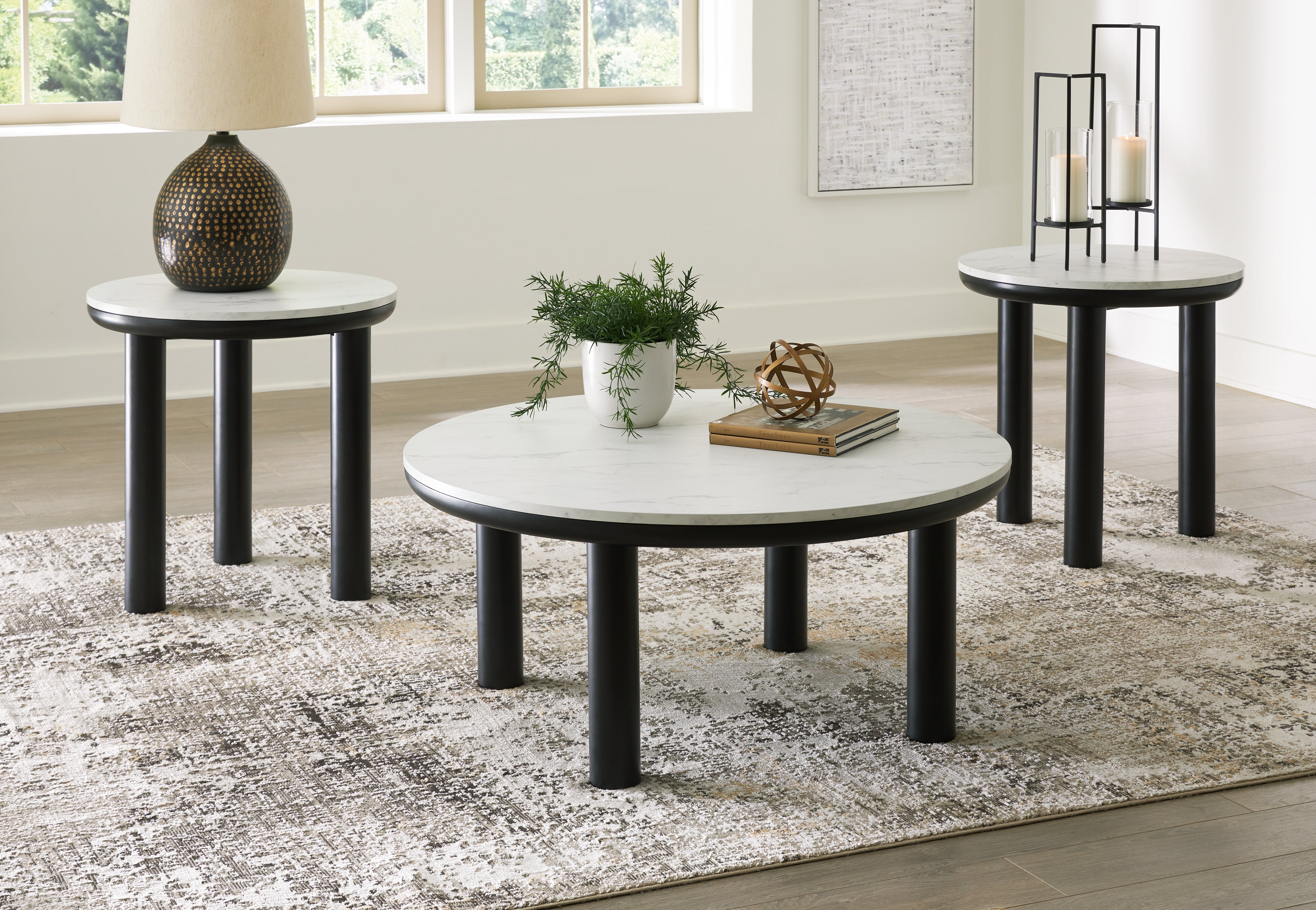 Floridian Furniture - Ashley Furniture - Xandrum Table (Set of 3) - Occasional Table Set (3/CN) / Black/White - T159-13