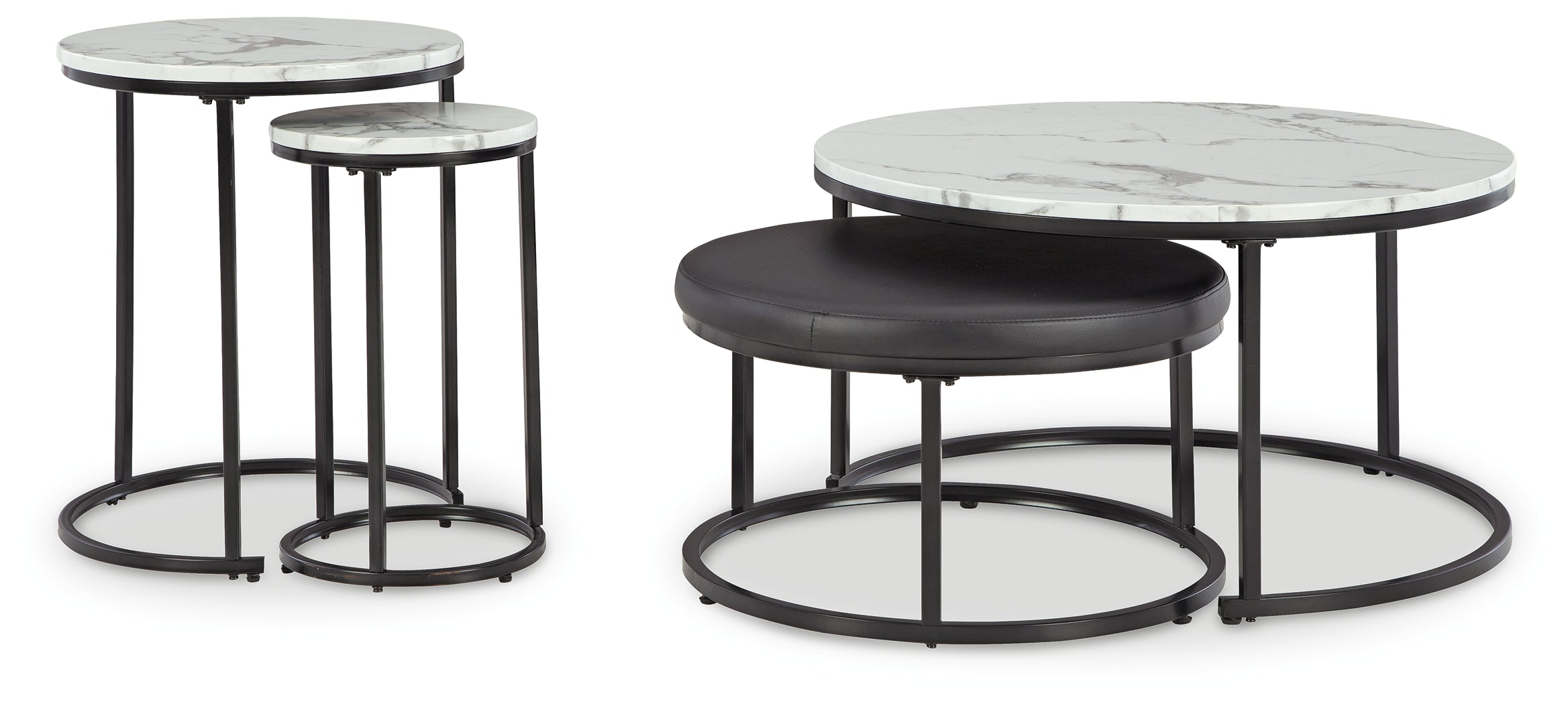 Floridian Furniture - Ashley Furniture - Jusmour Table (Set of 4) - Occasional Nesting TBL (4/CN) / Black/White - T161-14