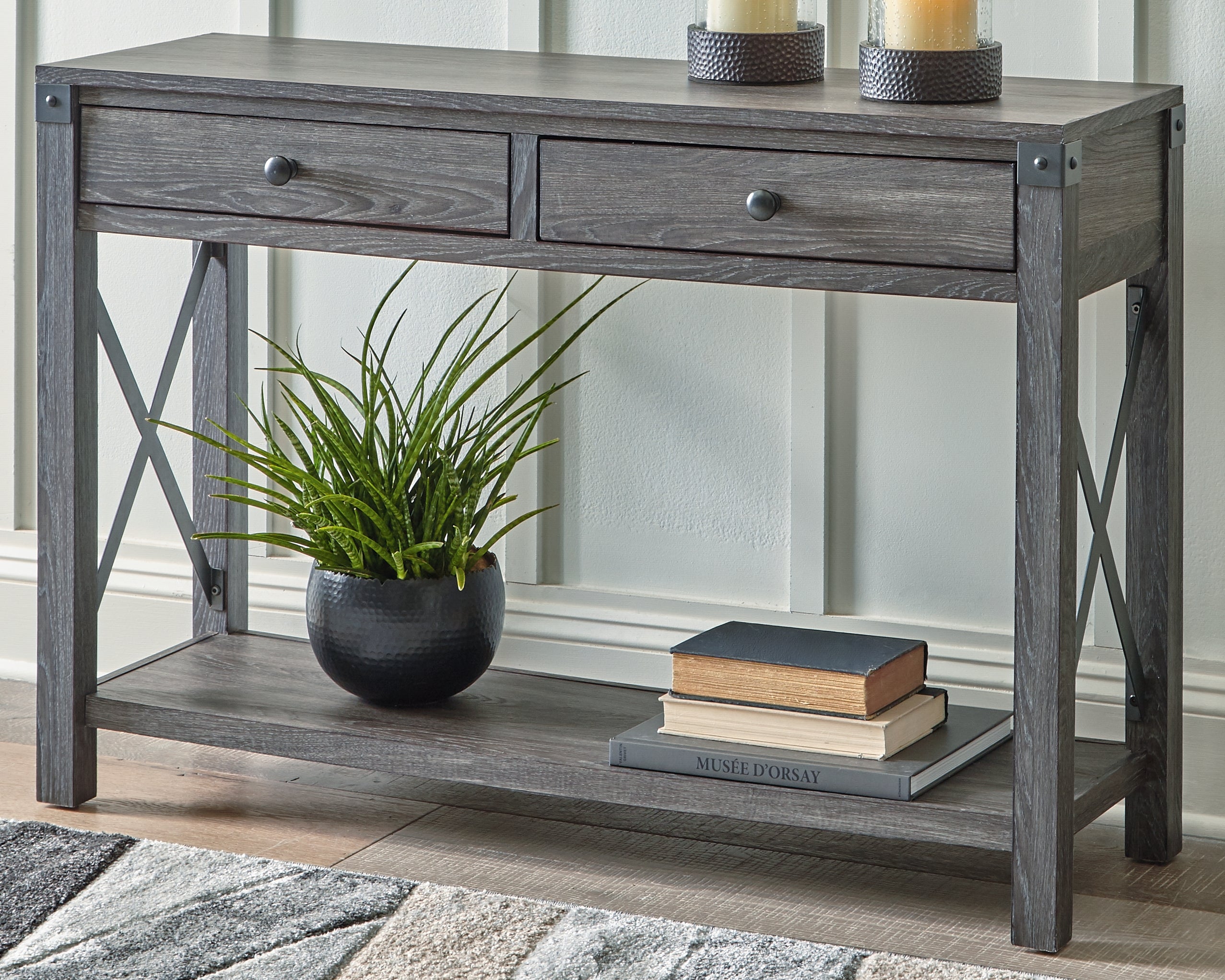 Floridian Furniture - Ashley Furniture - Freedan Sofa/Console Table - Console Sofa Table / Grayish Brown - T175-4