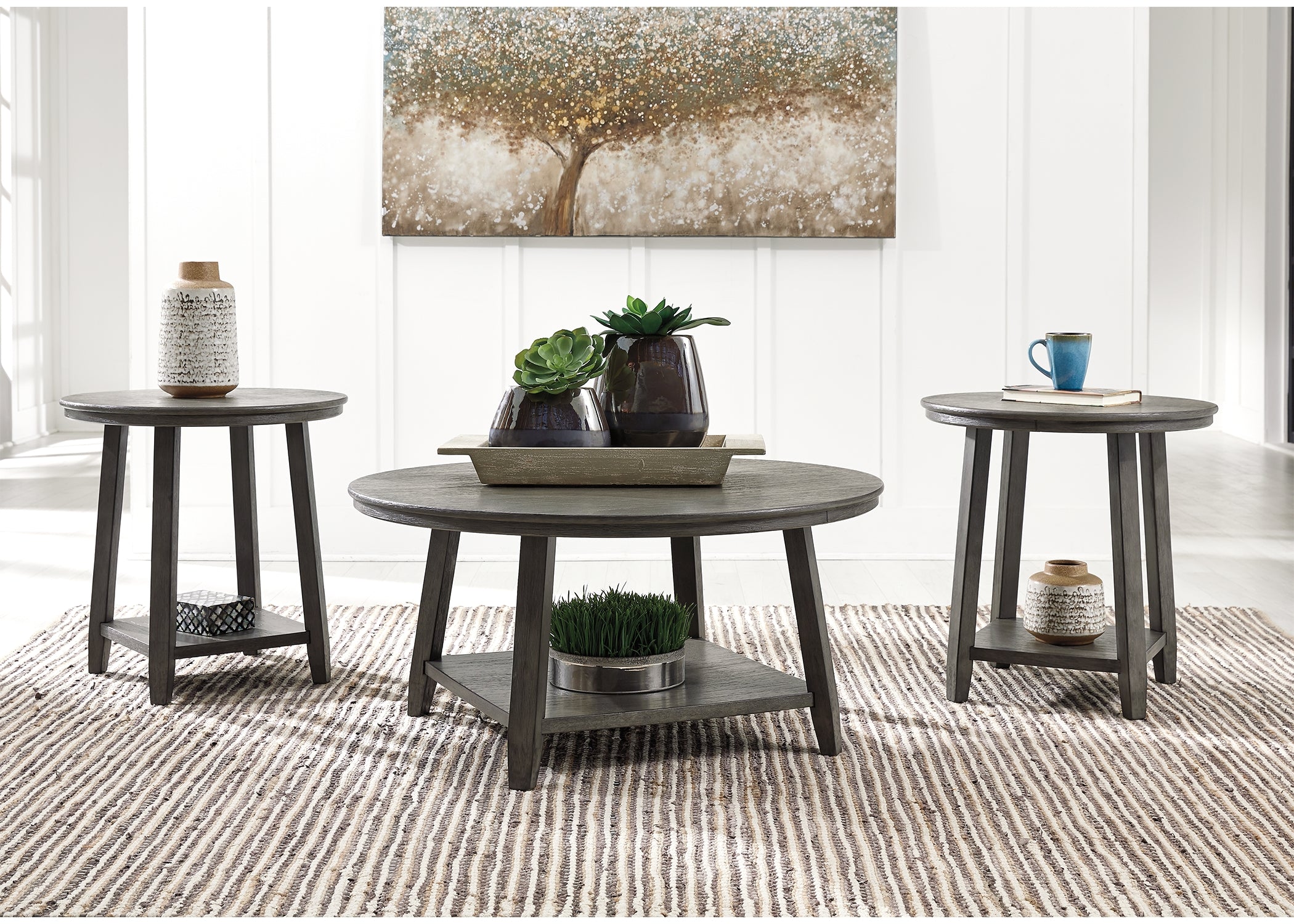 Floridian Furniture - Ashley Furniture - Caitbrook Table (Set of 3) - Occasional Table Set (3/CN) / Gray - T188-13