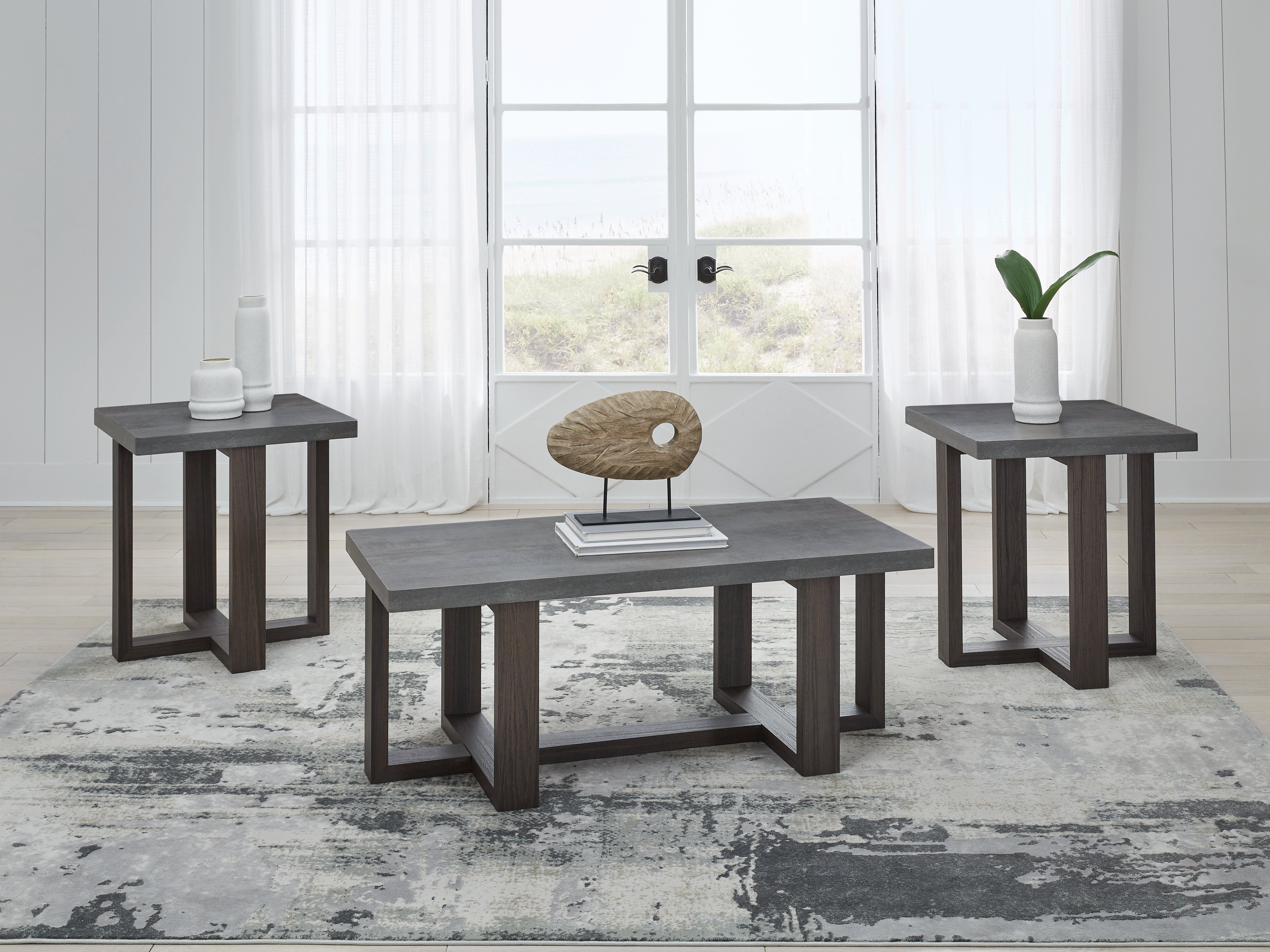 Floridian Furniture - Ashley Furniture - Dynnford Table (Set of 3) - Occasional Table Set (3/CN) / Gray/Brown - T216-13