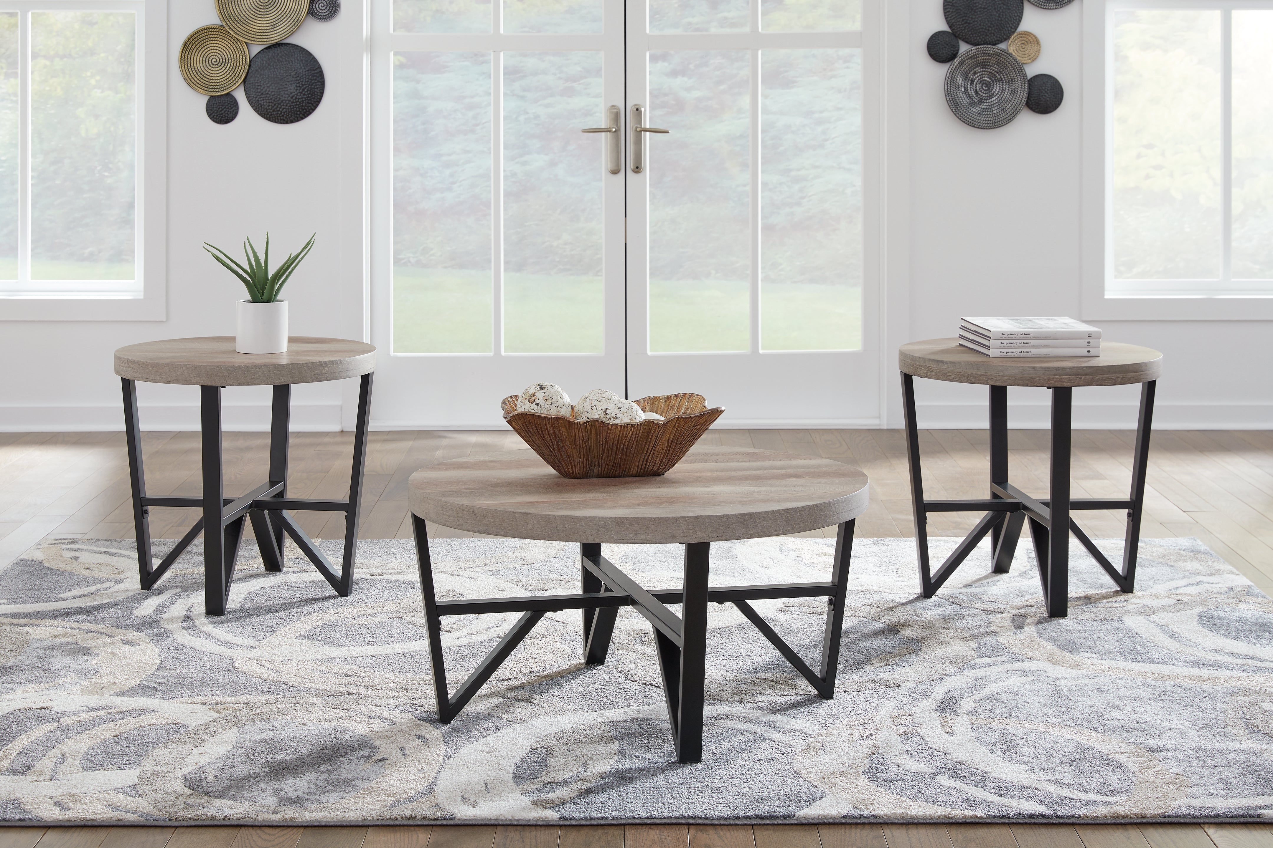 Floridian Furniture - Ashley Furniture - Deanlee Table (Set of 3) - Occasional Table Set (3/CN) / Grayish Brown/Black - T235-13
