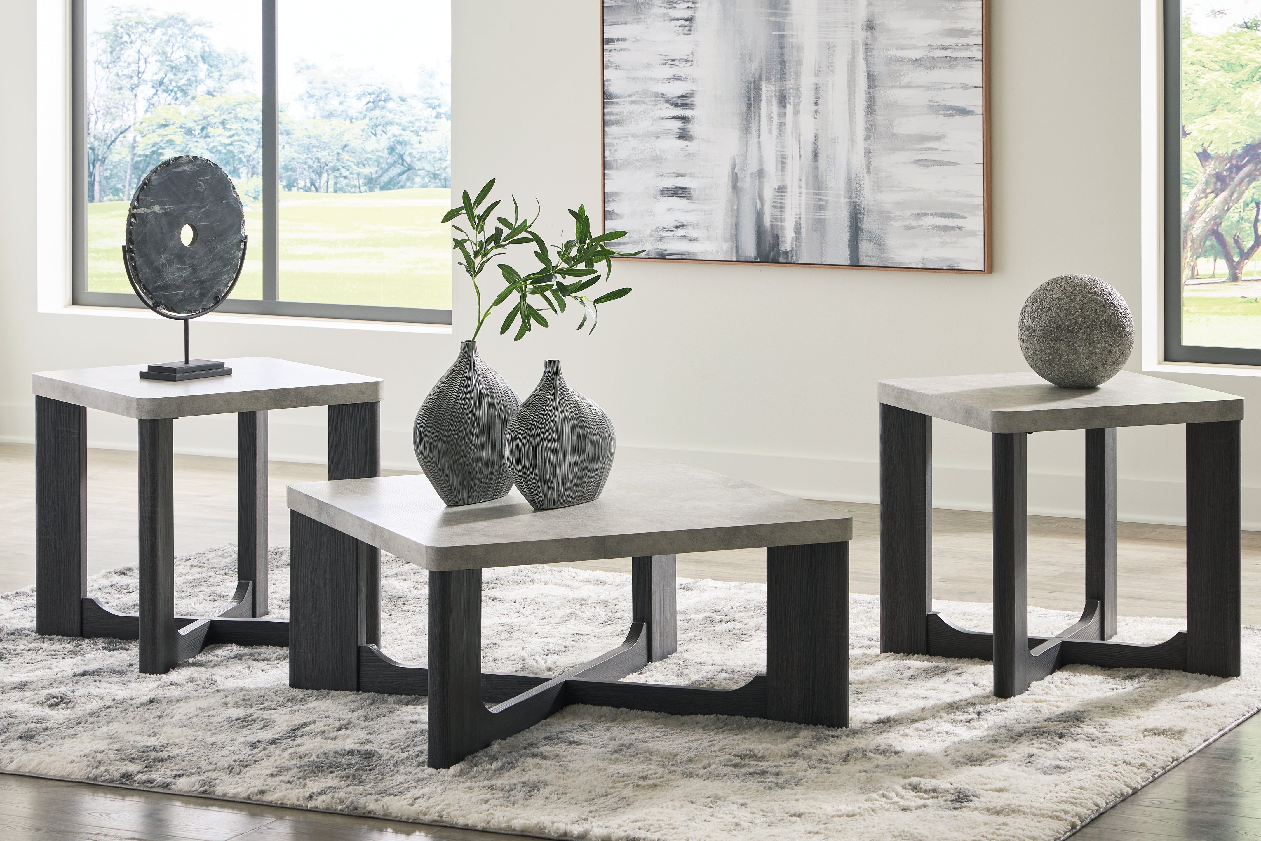 Floridian Furniture - Ashley Furniture - Sharstorm Table (Set of 3) - Occasional Table Set (3/CN) / Two-tone Gray - T251-13