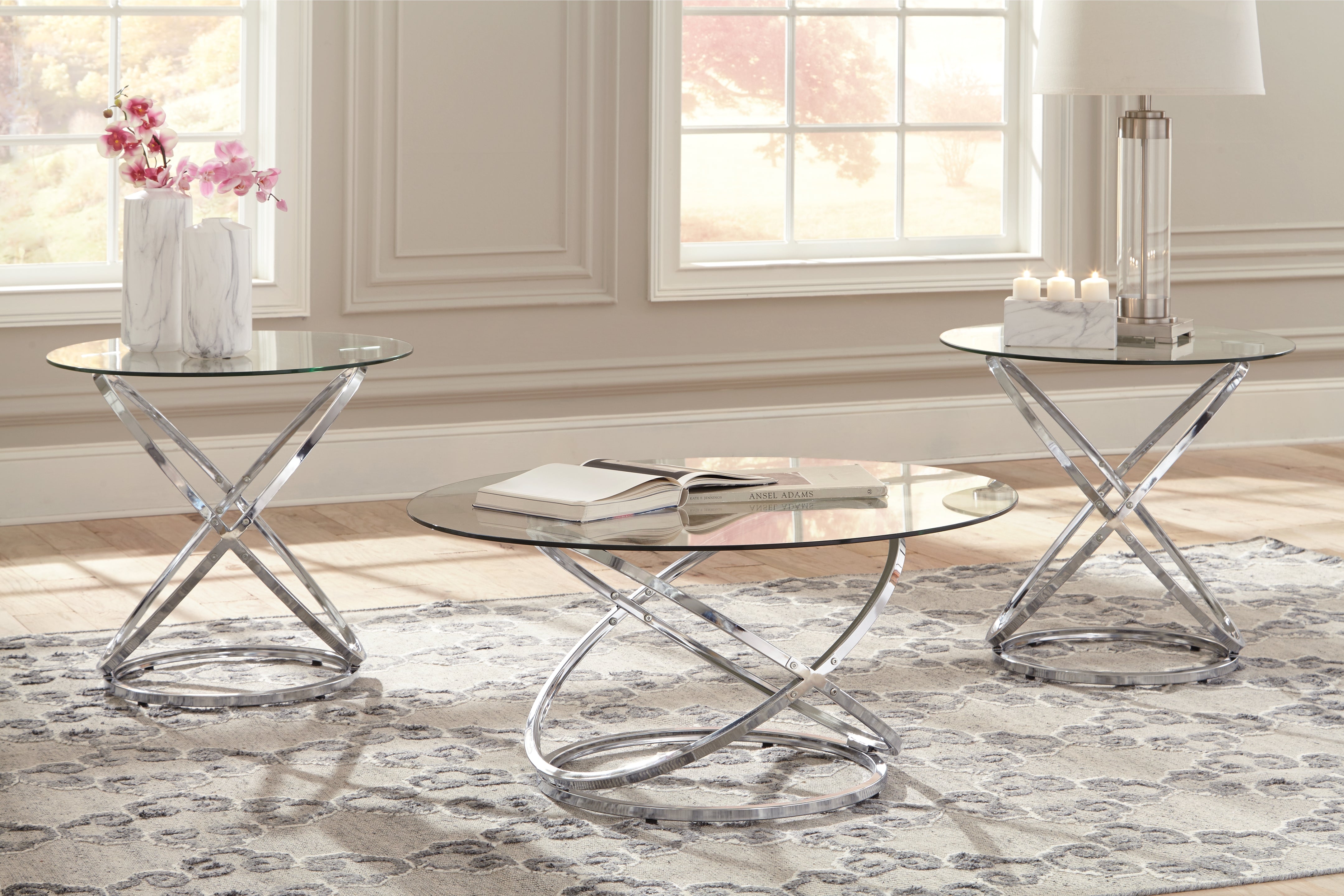 Floridian Furniture - Ashley Furniture - Hollynyx Table (Set of 3) - Occasional Table Set (3/CN) / Chrome Finish - T270-13