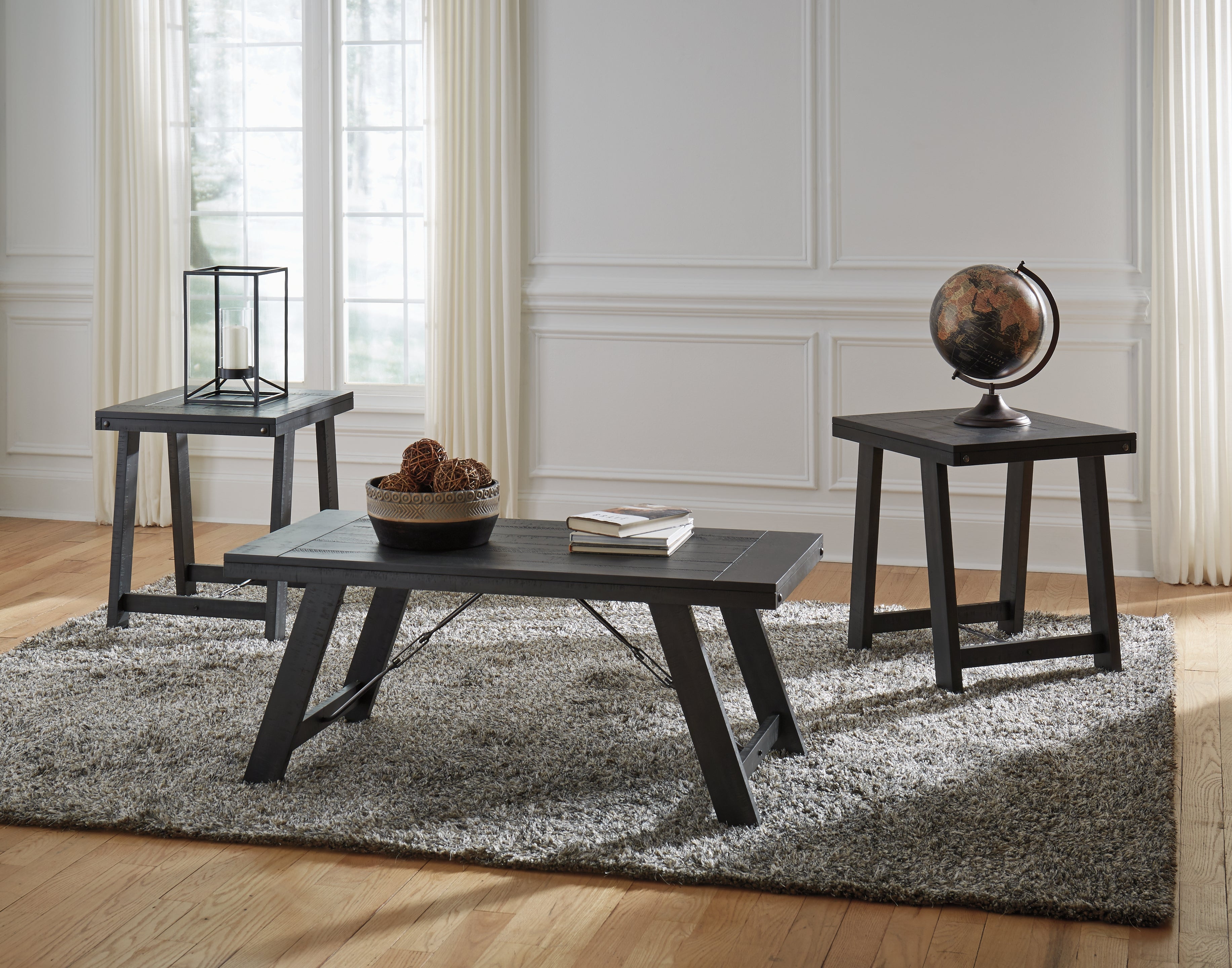 Floridian Furniture - Ashley Furniture - Noorbrook Table (Set of 3) - Occasional Table Set (3/CN) / Black/Pewter - T351-13