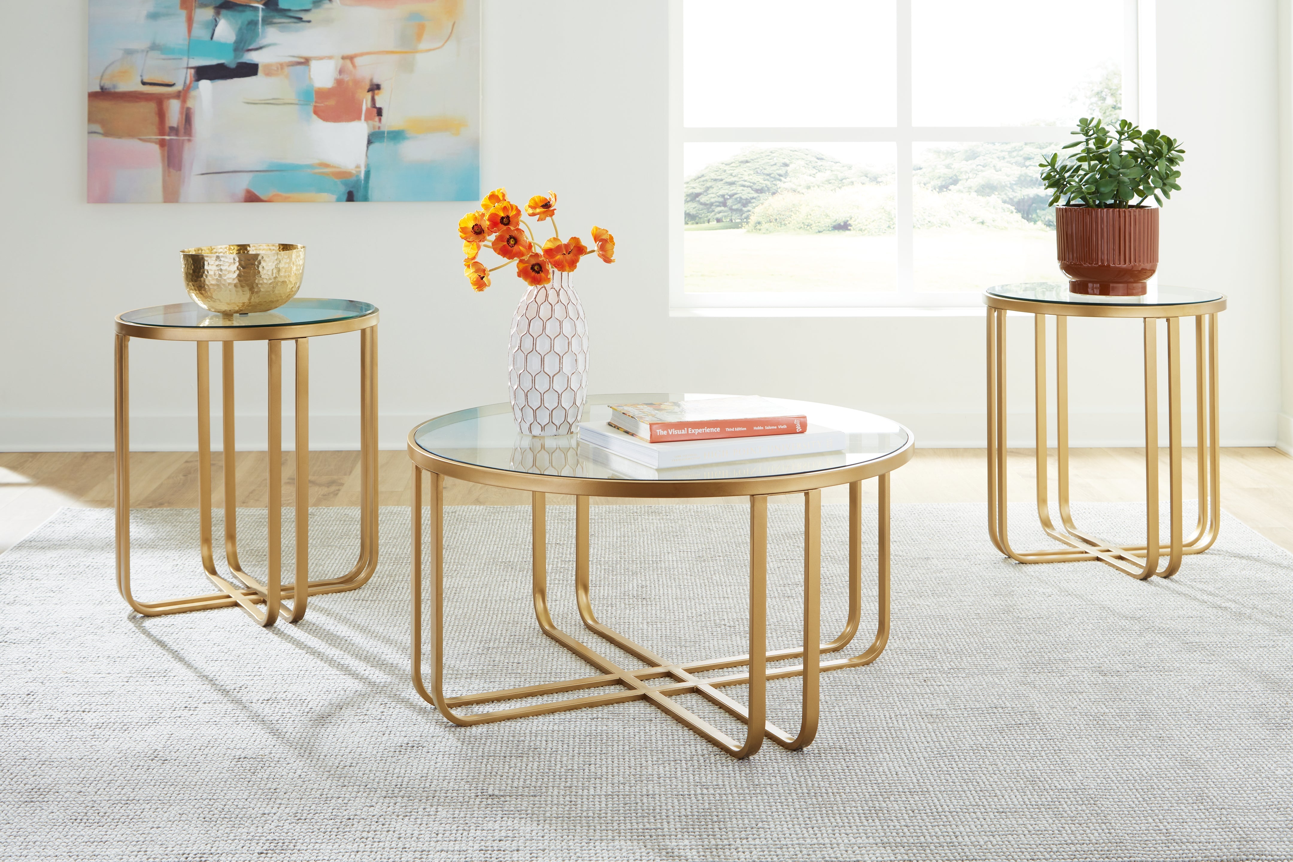 Floridian Furniture - Ashley Furniture - Milloton Table (Set of 3) - Occasional Table Set (3/CN) / Gold - T398-13