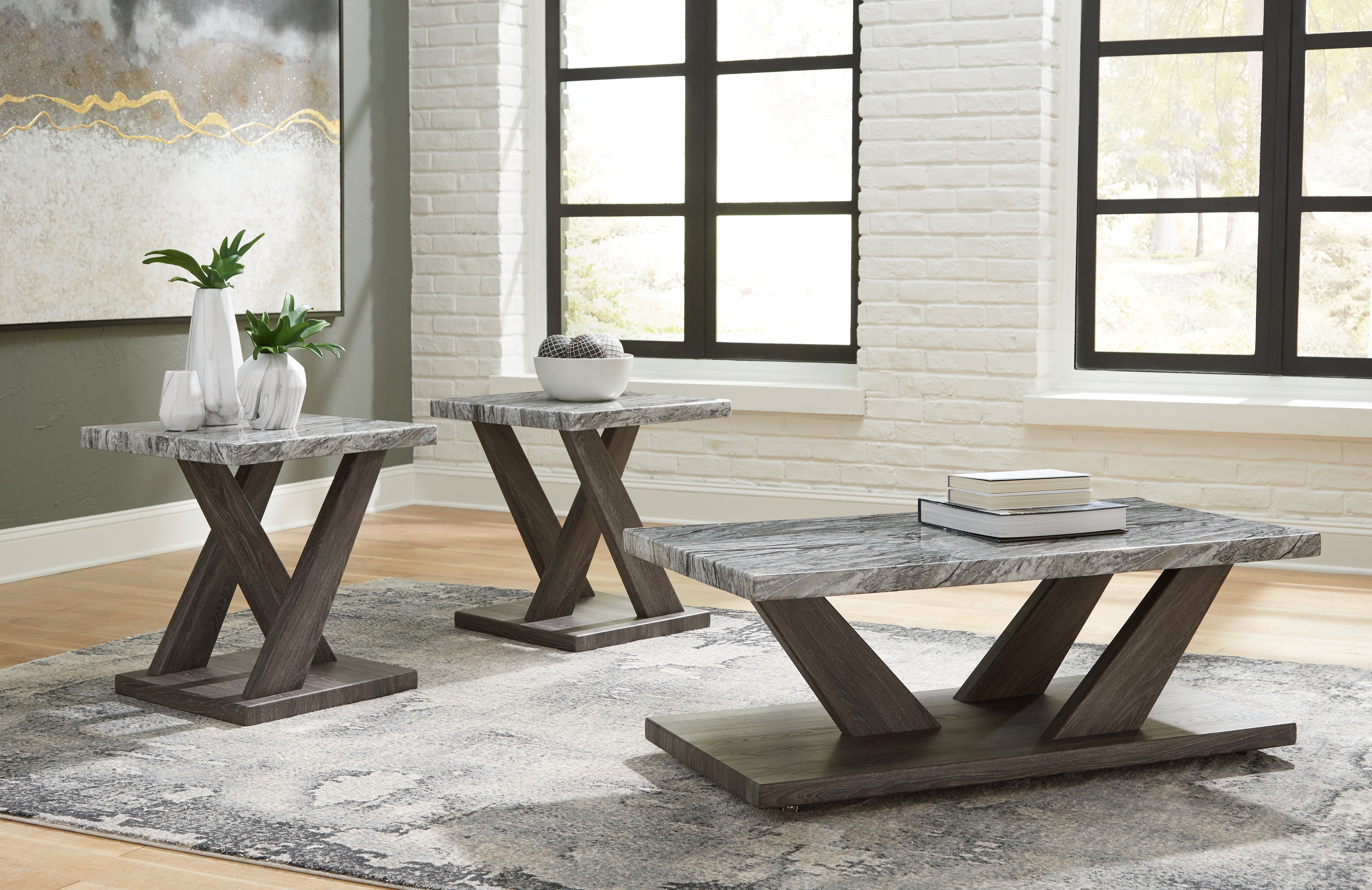 Floridian Furniture - Ashley Furniture - Bensonale Table (Set of 3) - Occasional Table Set (3/CN) / Brown/Gray - T400-13
