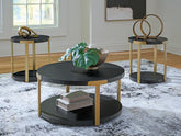 Floridian Furniture - Ashley Furniture - Shylore Table (Set of 3) - Occasional Table Set (3/CN) / Black/Brass Finish - T410-13