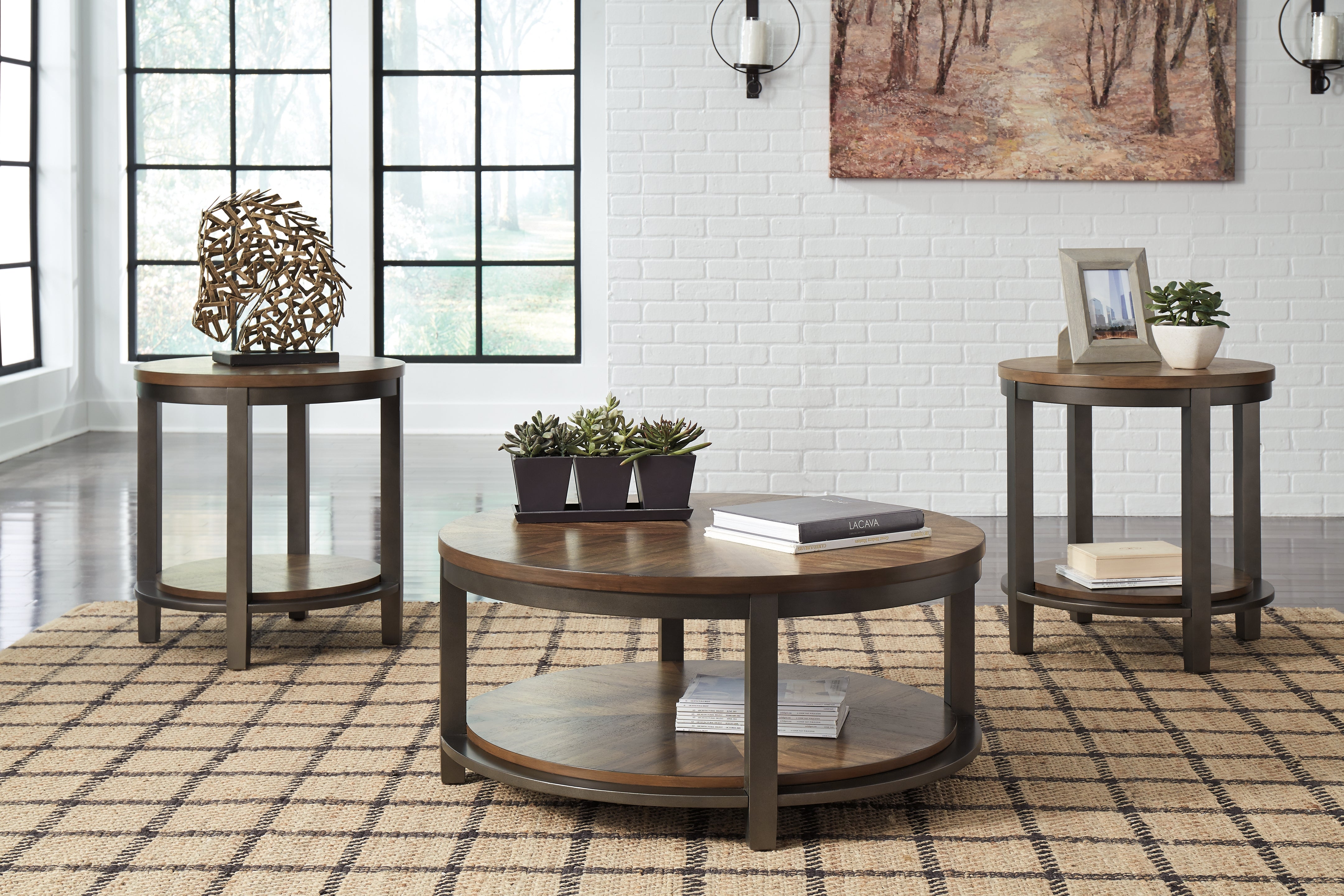 Floridian Furniture - Ashley Furniture - Roybeck Table (Set of 3) - Occasional Table Set (3/CN) / Light Brown/Bronze - T411-13