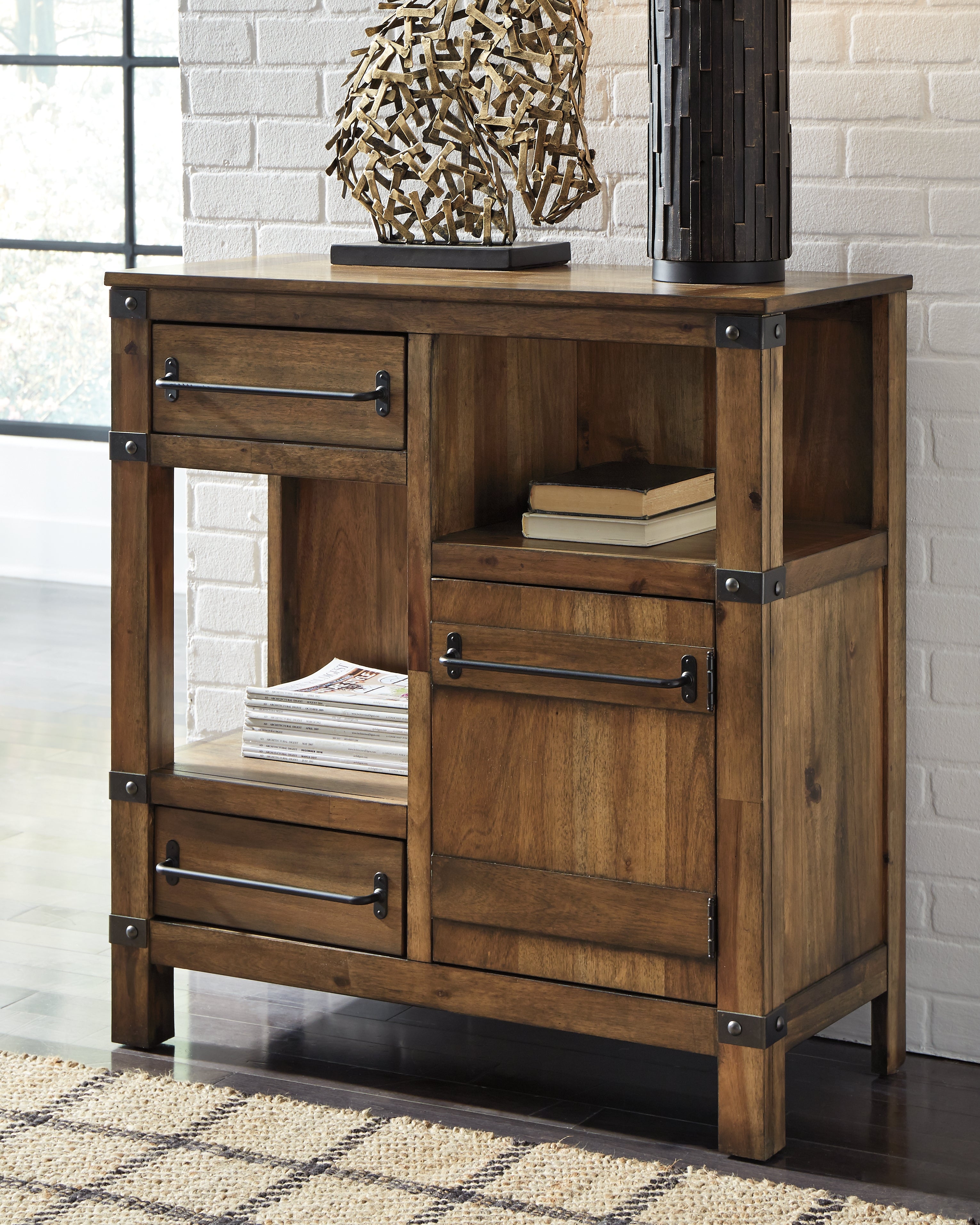 Floridian Furniture - Ashley Furniture - Roybeck Accent Cabinet - Accent Cabinet / Light Brown/Bronze - T411-40