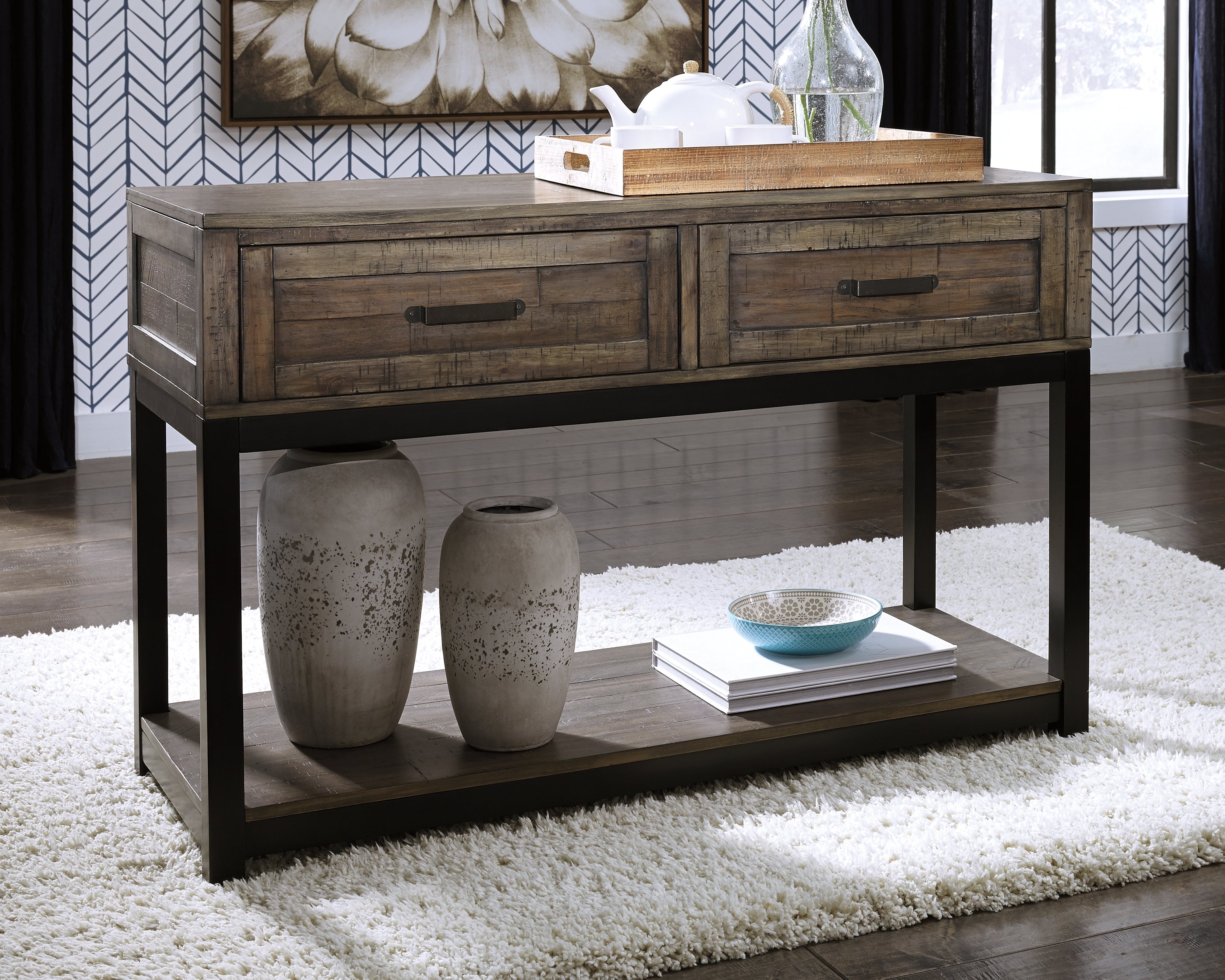 Floridian Furniture - Ashley Furniture - Johurst Sofa/Console Table - Sofa Table / Grayish Brown - T444-4