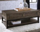 Floridian Furniture - Ashley Furniture - Johurst Coffee Table with Lift Top - LIFT TOP COCKTAIL TABLE / Grayish Brown - T444-9