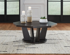 Floridian Furniture - Ashley Furniture - Chasinfield Coffee Table - Octagon Cocktail Table / Dark Brown - T458-8