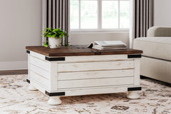 Floridian Furniture - Ashley Furniture - Wystfield Coffee Table - Cocktail Table with Storage / White/Brown - T459-20