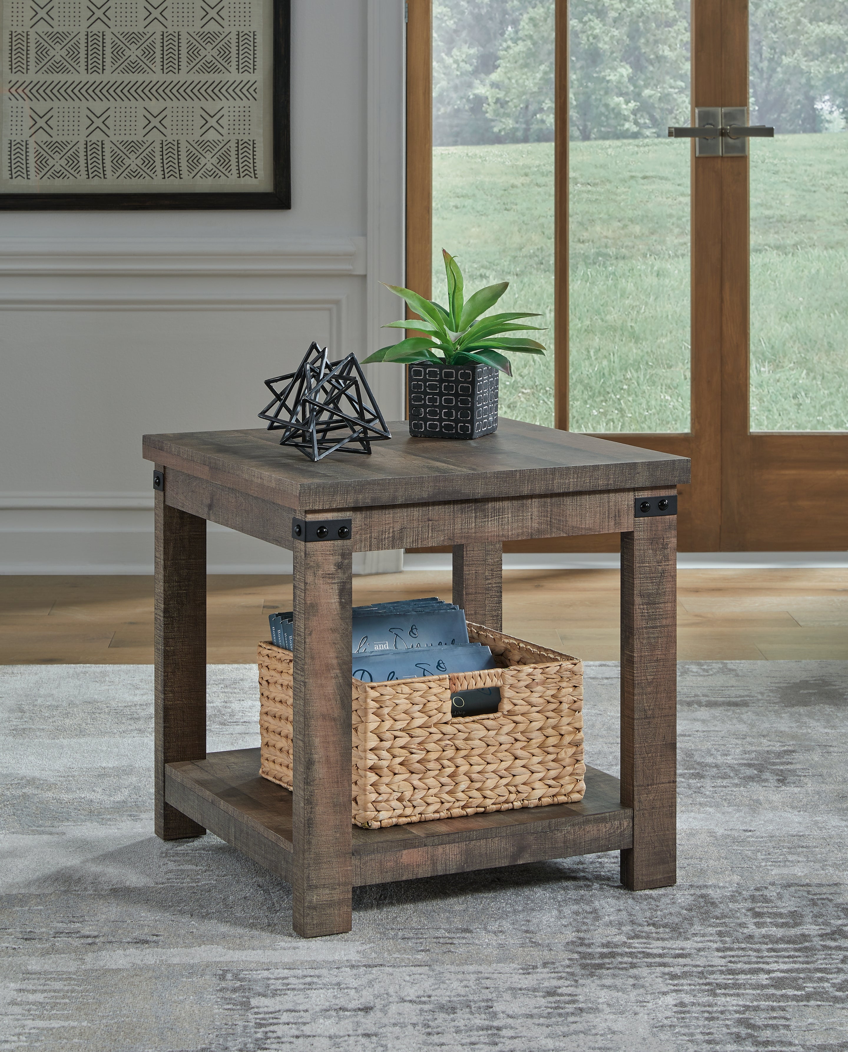 Floridian Furniture - Ashley Furniture - Hollum End Table - Square End Table / Rustic Brown - T466-2