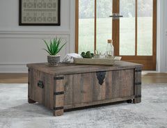 Floridian Furniture - Ashley Furniture - Hollum Lift-Top Coffee Table - Lift Top Cocktail Table / Rustic Brown - T466-9