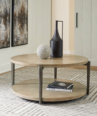 Floridian Furniture - Ashley Furniture - Dyonton Coffee Table - Round Cocktail Table / Light Grayish Brown - T574-8