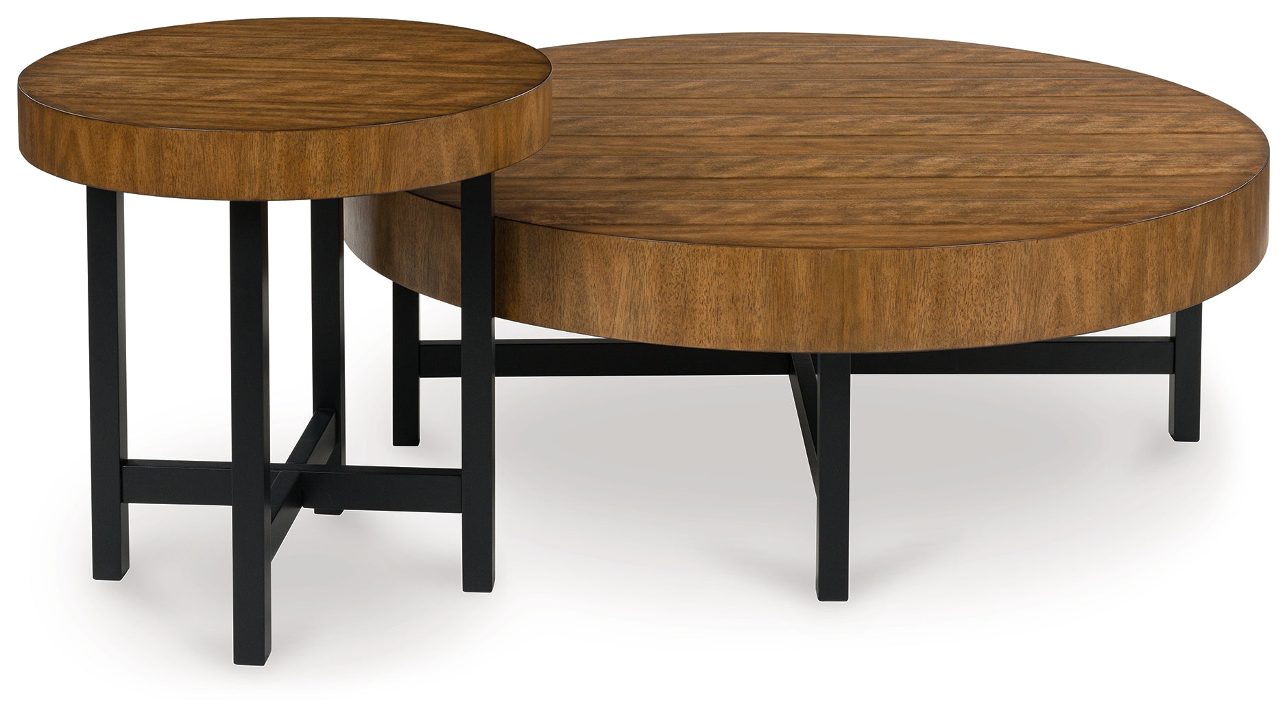 Floridian Furniture - Ashley Furniture - Steenlage Table (Set of 2) - Occasional Table Set (Set of 2) / Brown/Black - T575-12
