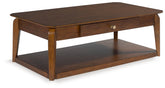 Floridian Furniture - Ashley Furniture - Trenmour Coffee Table - Rectangular Cocktail Table / Medium Brown - T596-1
