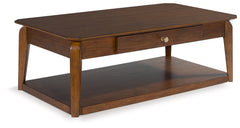 Floridian Furniture - Ashley Furniture - Trenmour Coffee Table - Rectangular Cocktail Table / Medium Brown - T596-1
