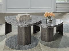 Floridian Furniture - Ashley Furniture - Surmour Stacked Coffee Table - Stacked Cocktail Table / Gray/Brown - T600-0