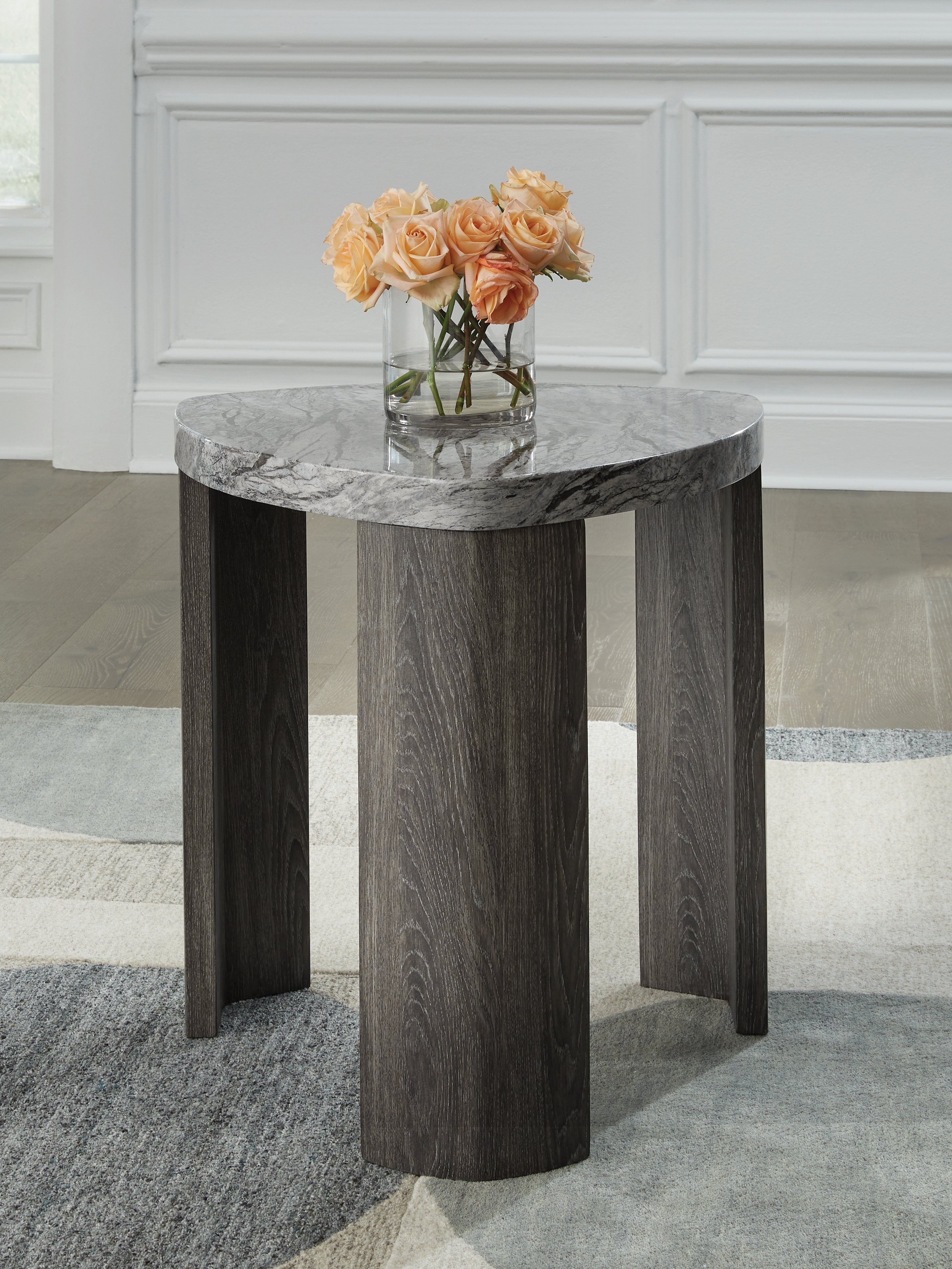 Floridian Furniture - Ashley Furniture - Surmour End Table - Triangle End Table / Gray/Brown - T600-6