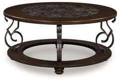 Floridian Furniture - Ashley Furniture - Frallyn Coffee Table - Round Cocktail Table / Dark Brown - T623-8