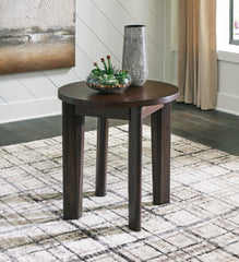 Floridian Furniture - Ashley Furniture - Korestone 2 End Table - Round End Table / Dark Brown - T657-6