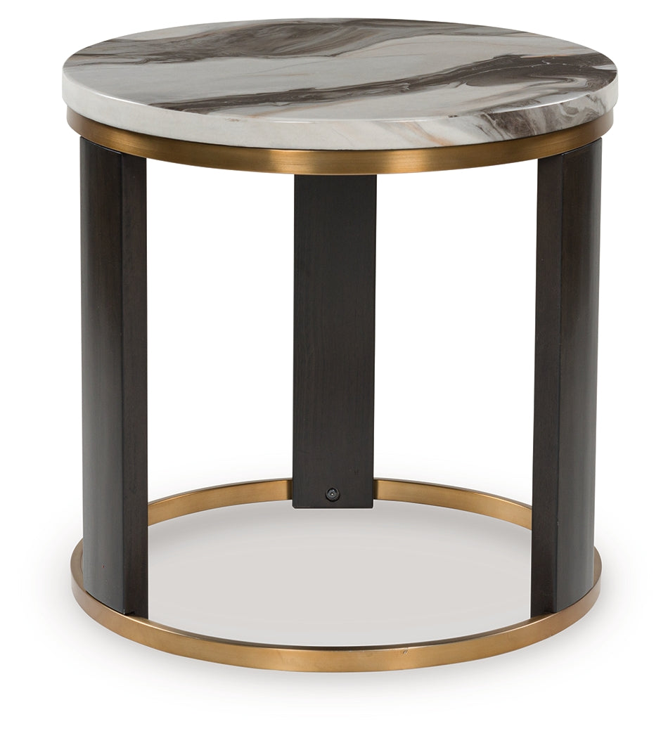 Floridian Furniture - Ashley Furniture - Jazmore End Table - Round End Table / Brown/Brass Finish - T671-6