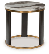 Floridian Furniture - Ashley Furniture - Jazmore End Table - Round End Table / Brown/Brass Finish - T671-6
