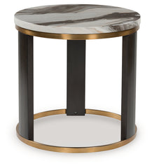 Floridian Furniture - Ashley Furniture - Jazmore End Table - Round End Table / Brown/Brass Finish - T671-6