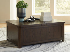 Floridian Furniture - Ashley Furniture - Breckington Coffee Table With Storage - Cocktail Table with Storage / Dark Brown - T678-20