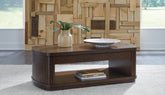 Floridian Furniture - Ashley Furniture - Korestone Lift-Top Coffee Table - Lift Top Cocktail Table / Dark Brown - T679-9