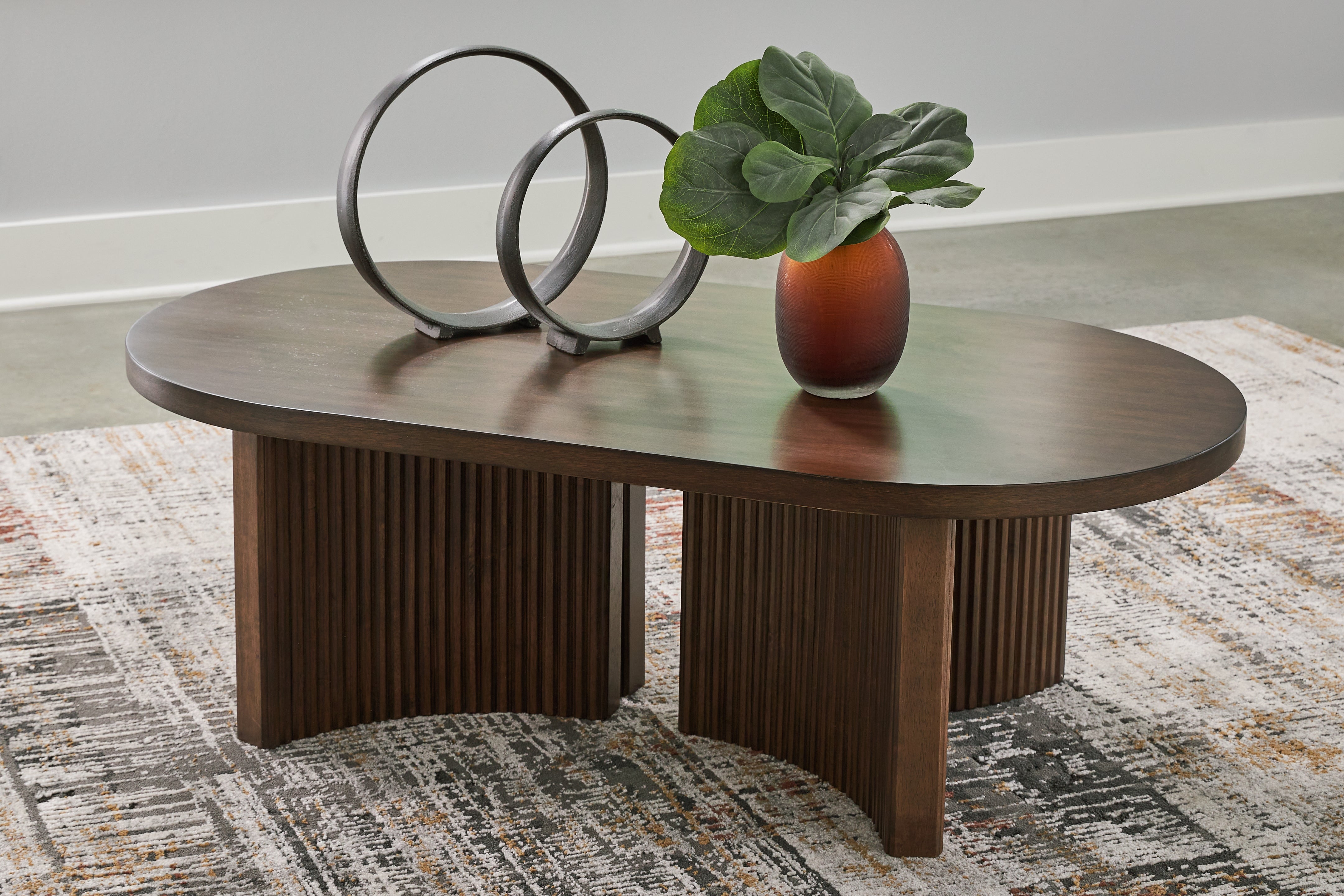 Floridian Furniture - Ashley Furniture - Korestone Coffee Table - Rectangular Cocktail Table / Dark Brown - T438-1