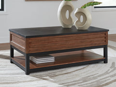 Floridian Furniture - Ashley Furniture - Kallari Lift-Top Coffee Table - Lift Top Cocktail Table / Warm Brown/Black - T737-9