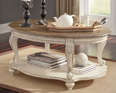 Floridian Furniture - Ashley Furniture - Realyn Coffee Table - Oval Cocktail Table / White/Brown - T743-0