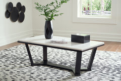 Floridian Furniture - Ashley Furniture - Fostead Coffee Table - Rectangular Cocktail Table / White/Espresso - T770-1