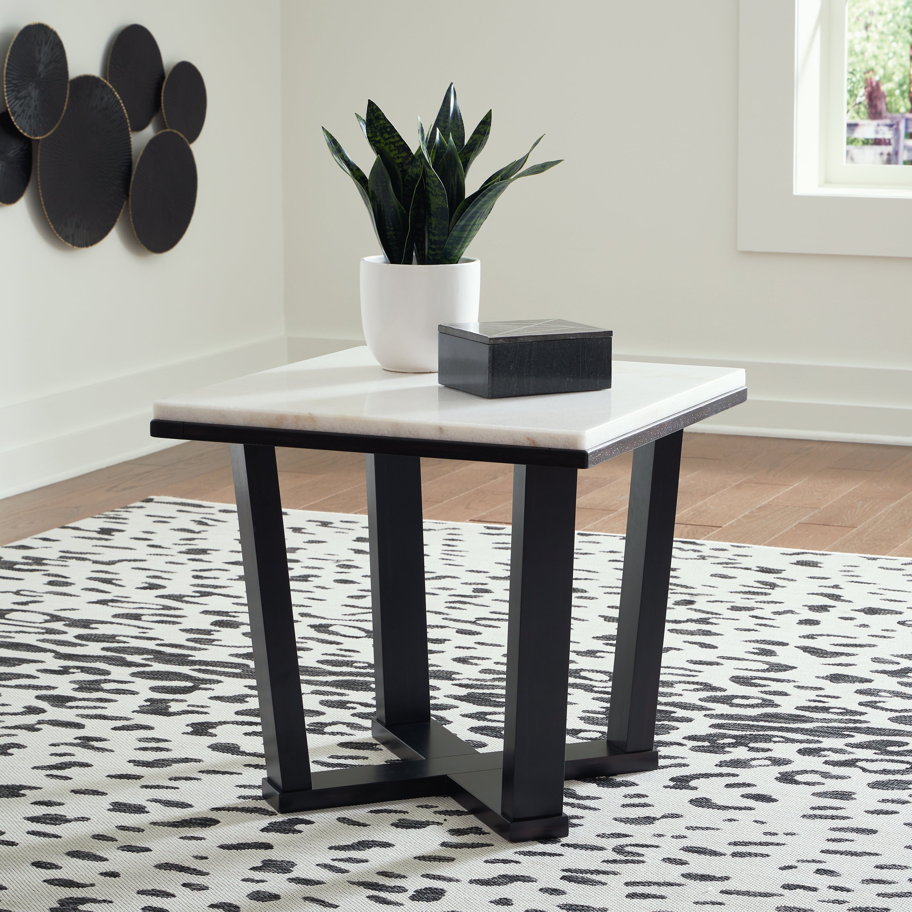 Floridian Furniture - Ashley Furniture - Fostead End Table - Square End Table / White/Espresso - T770-2