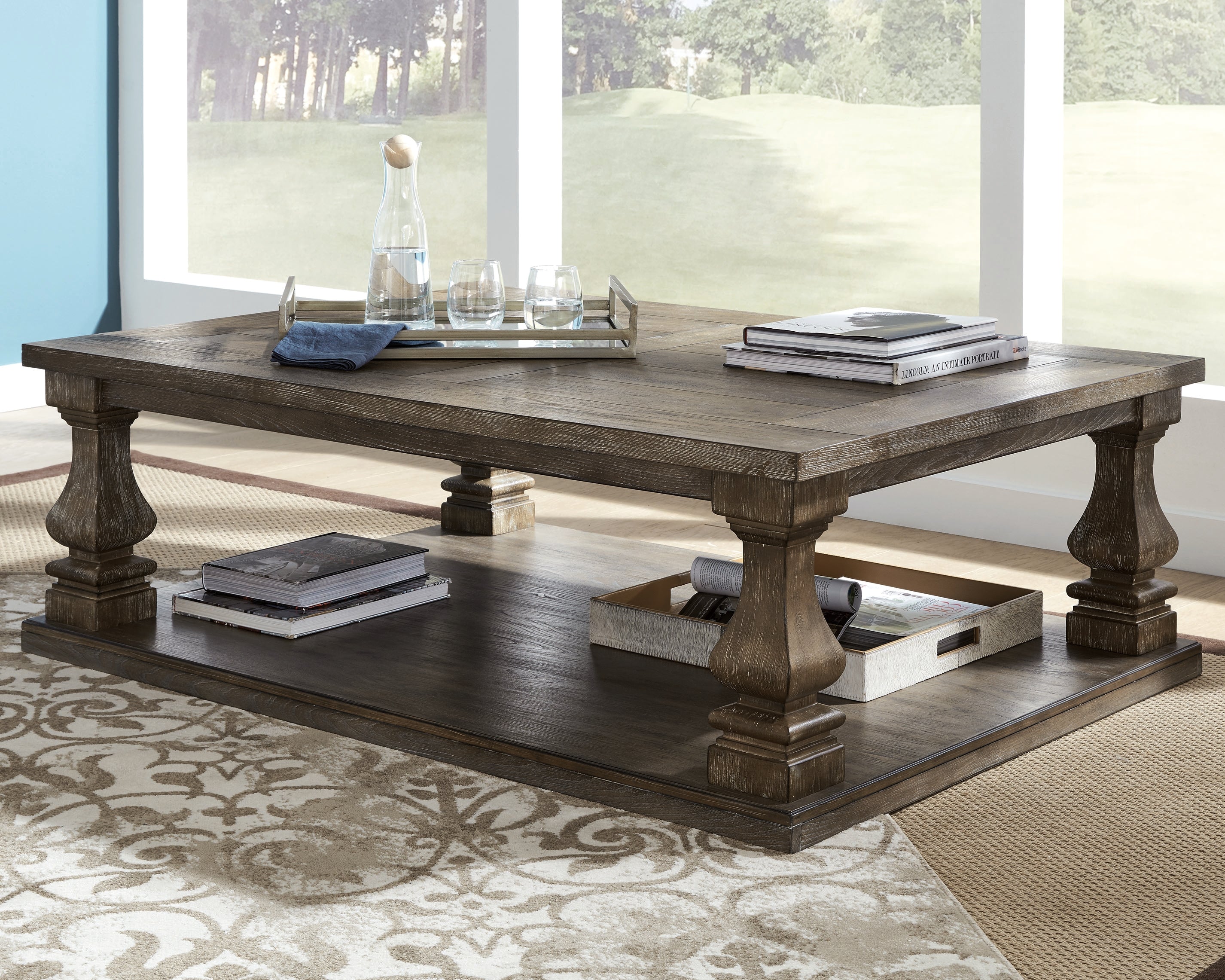 Floridian Furniture - Ashley Furniture - Johnelle Coffee Table - Rectangular Cocktail Table / Gray - T776-1
