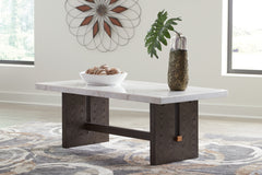 Floridian Furniture - Ashley Furniture - Burkhaus Coffee Table - Rectangular Cocktail Table / White/Dark Brown - T779-1