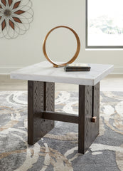 Floridian Furniture - Ashley Furniture - Burkhaus End Table - Rectangular End Table / White/Dark Brown - T779-3
