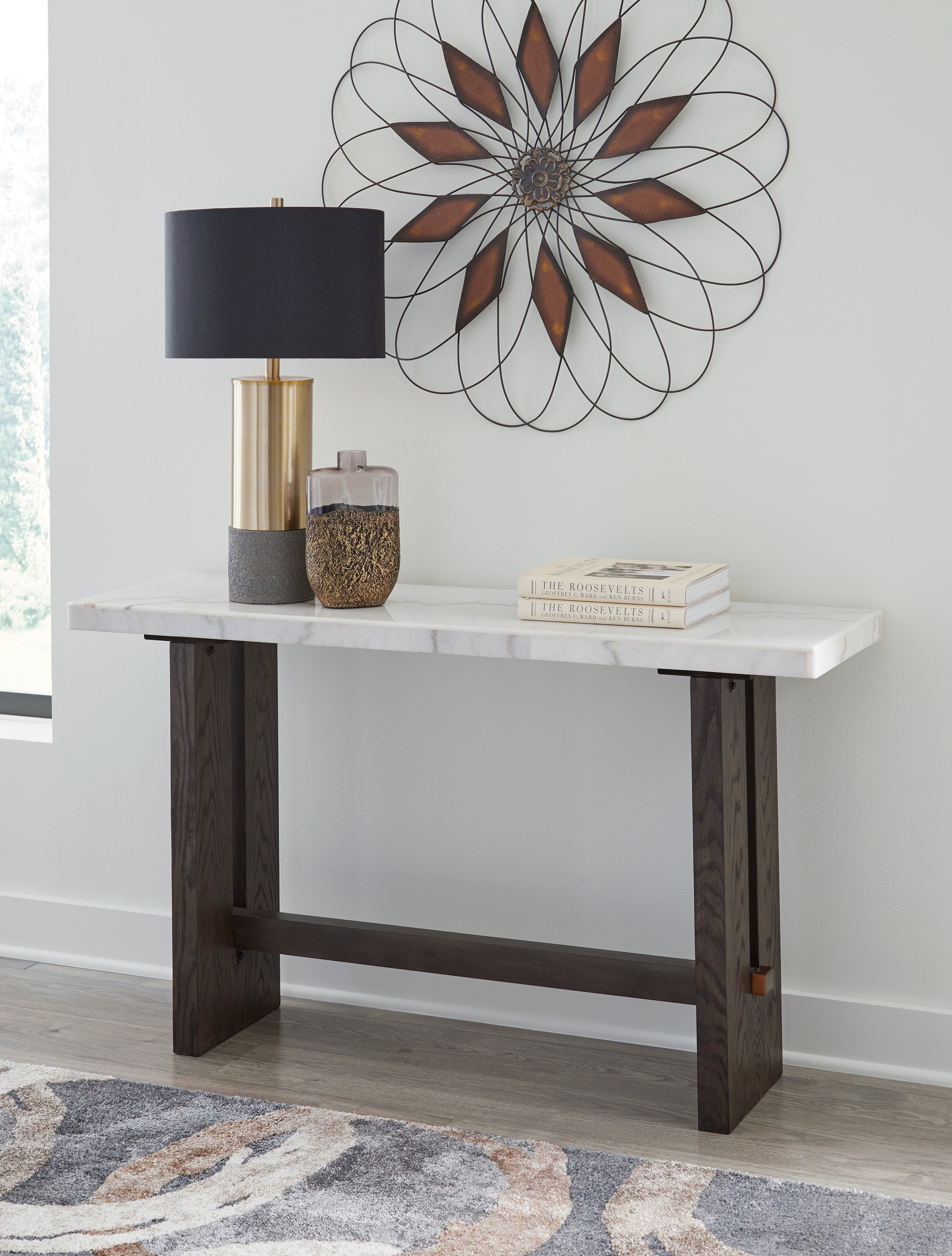 Floridian Furniture - Ashley Furniture - Burkhaus Sofa Table - Sofa Table / White/Dark Brown - T779-4