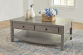 Floridian Furniture - Ashley Furniture - Charina Coffee Table - Rectangular Cocktail Table / Antique Gray - T784-1
