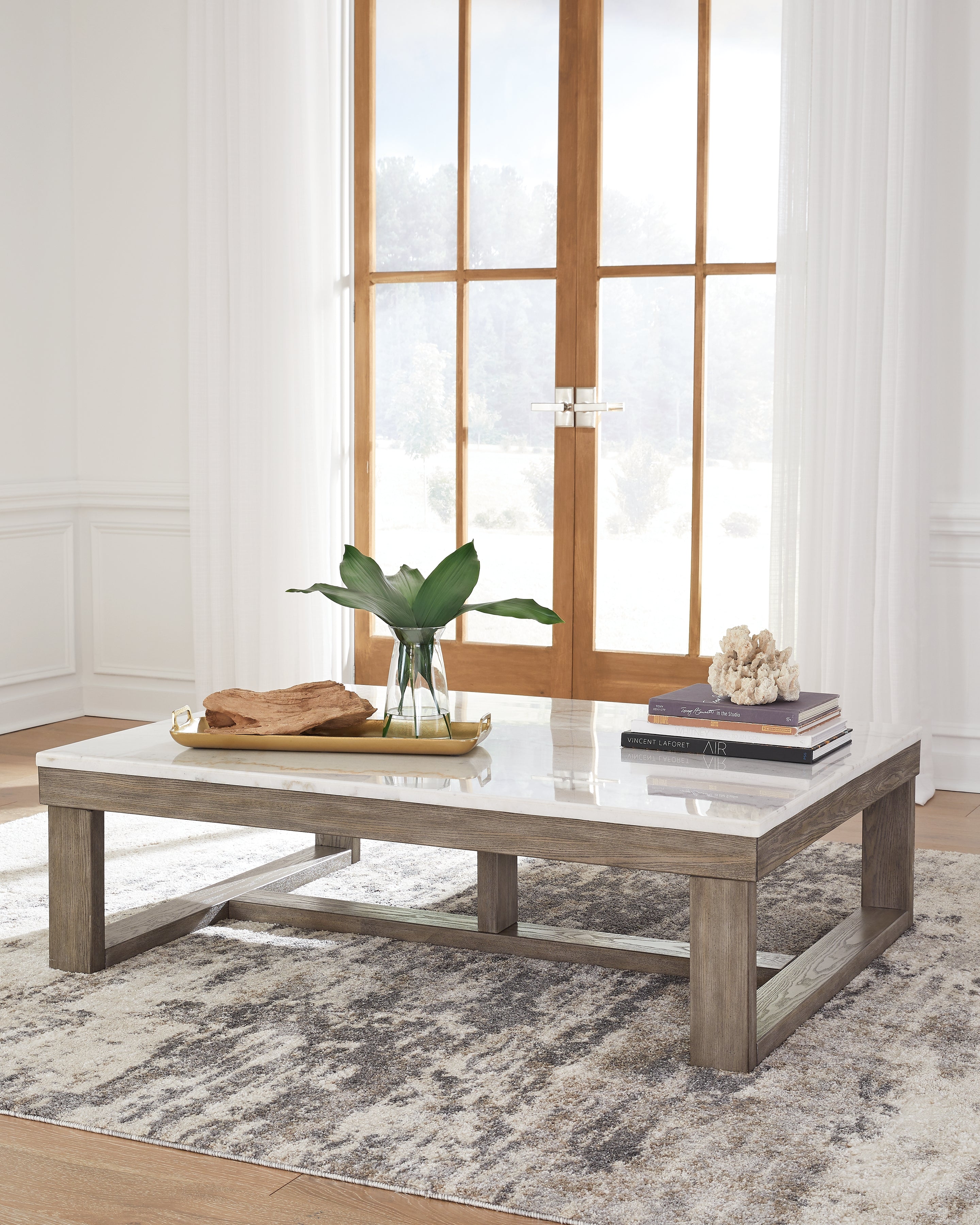 Floridian Furniture - Ashley Furniture - Loyaska Coffee Table - Rectangular Cocktail Table / Brown/Ivory - T789-1