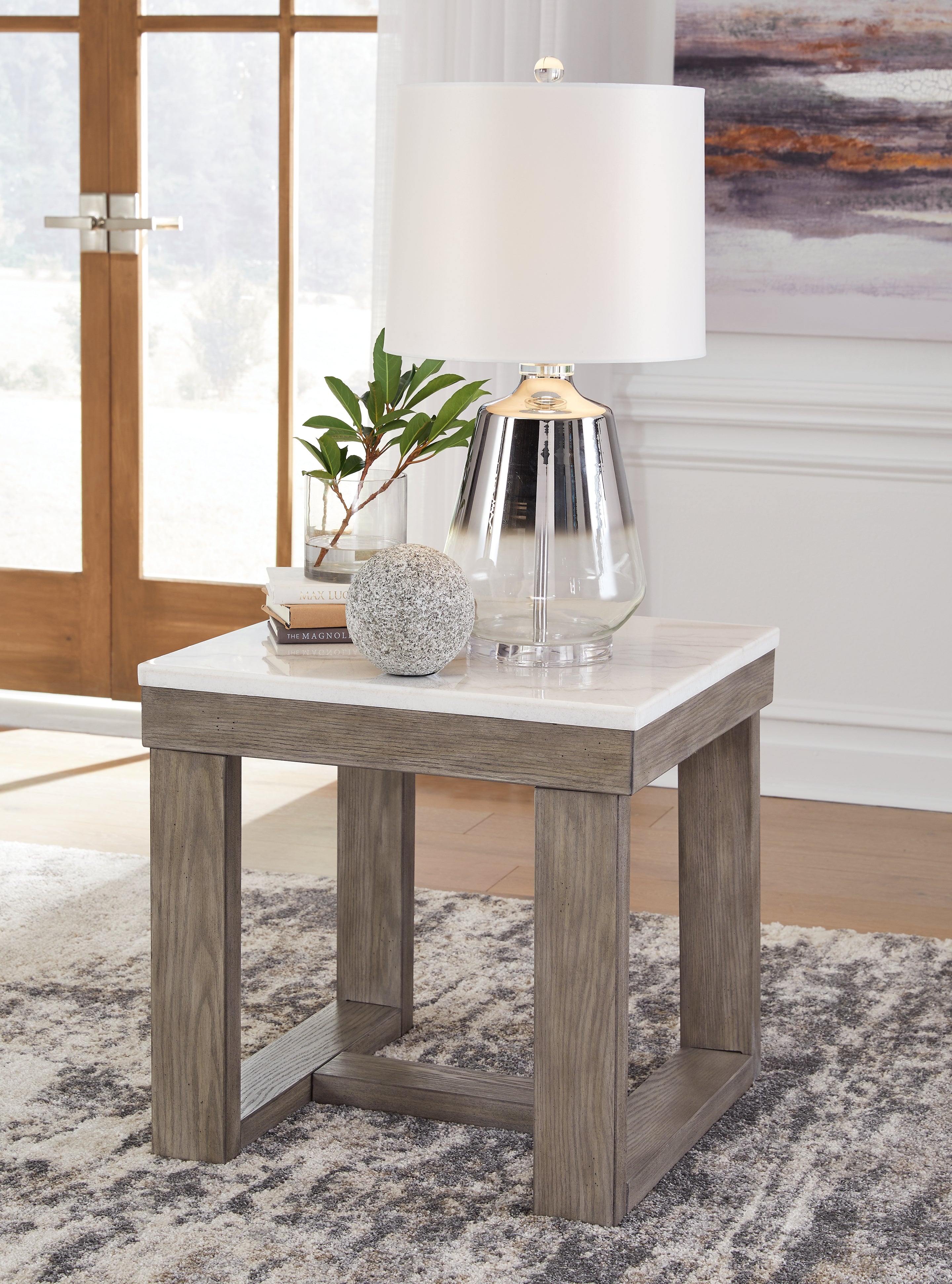 Floridian Furniture - Ashley Furniture - Loyaska End Table - Rectangular End Table / Grayish Brown/White - T854-3