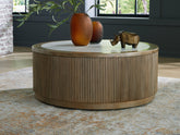 Floridian Furniture - Ashley Furniture - Camdill Coffee Table - Round Cocktail Table / Light Brown/White - T808-8